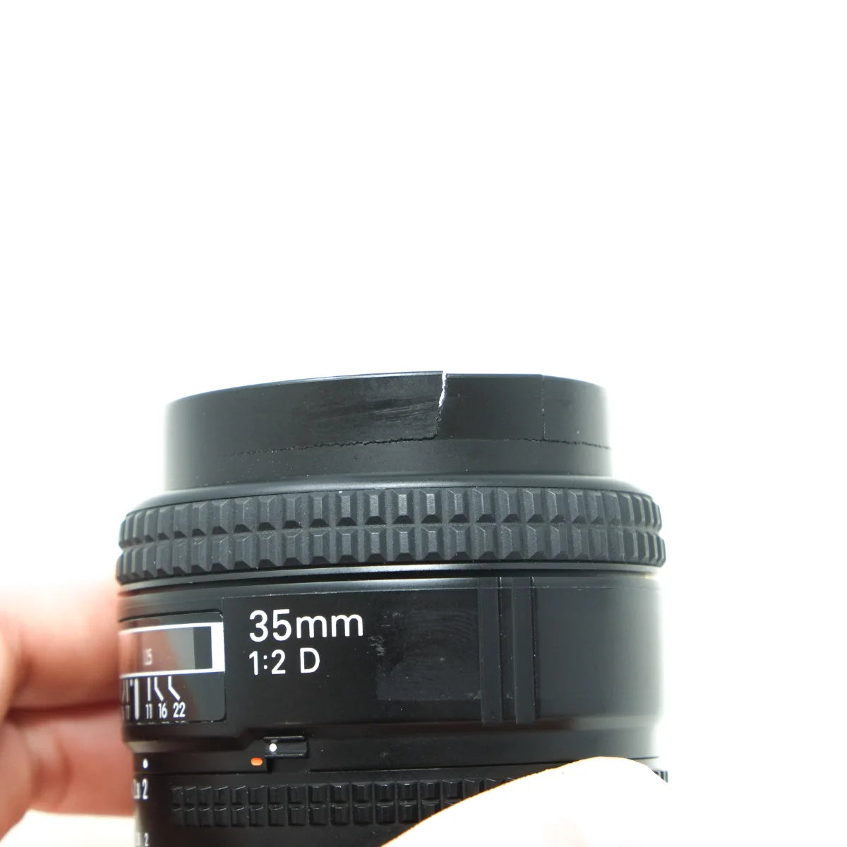 Used Nikon AF Nikkor 35mm F2D Lens - top angle 