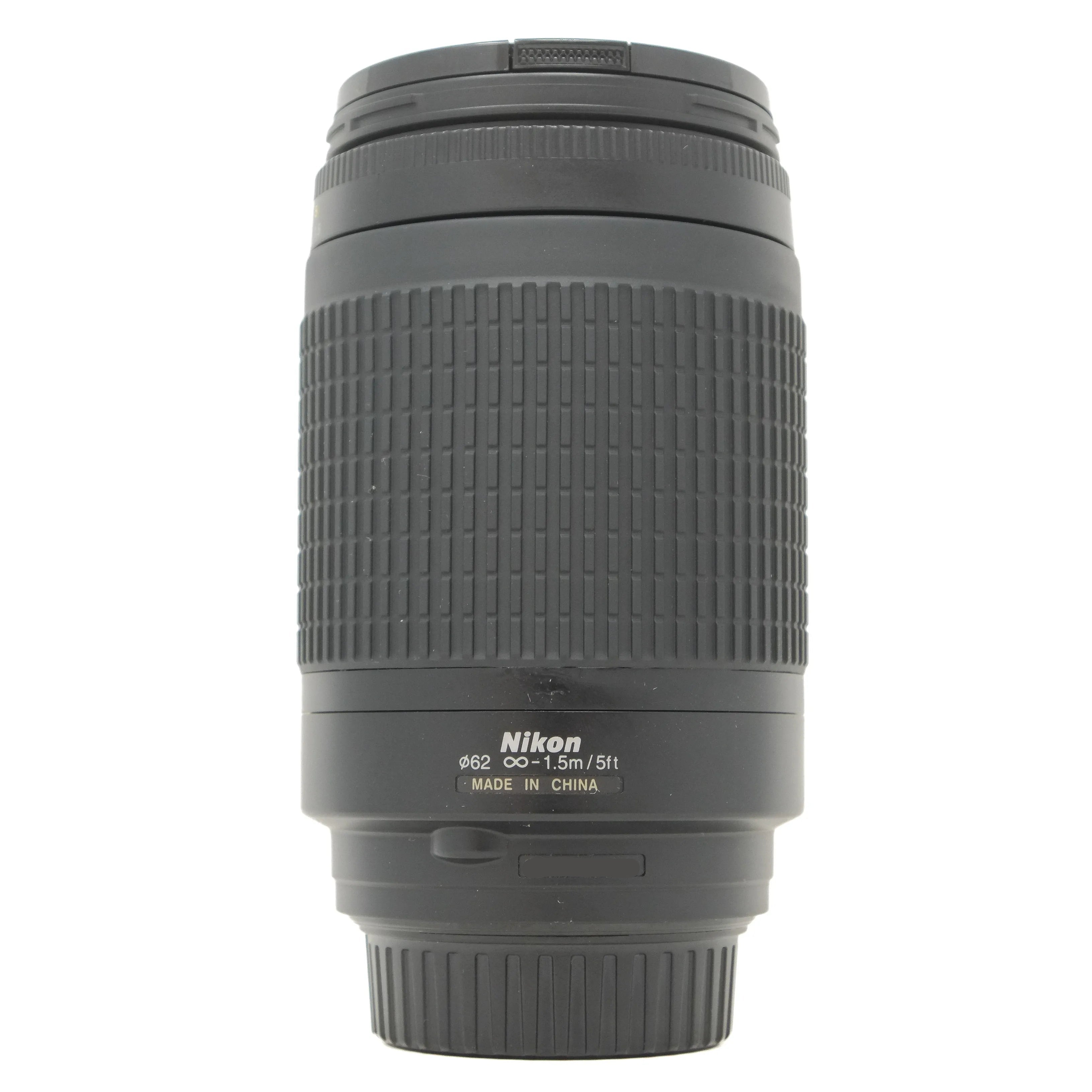 Nikon camera lens on a white background