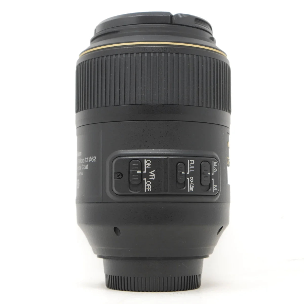 Used Nikon AF-S 105mm F2.8 VR Micro Nikkor lens - side angle 