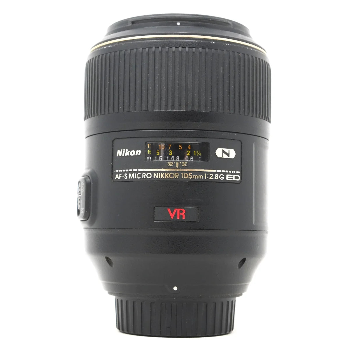 Used Nikon AF-S 105mm F2.8G VR ED Macro Lens - front angle 