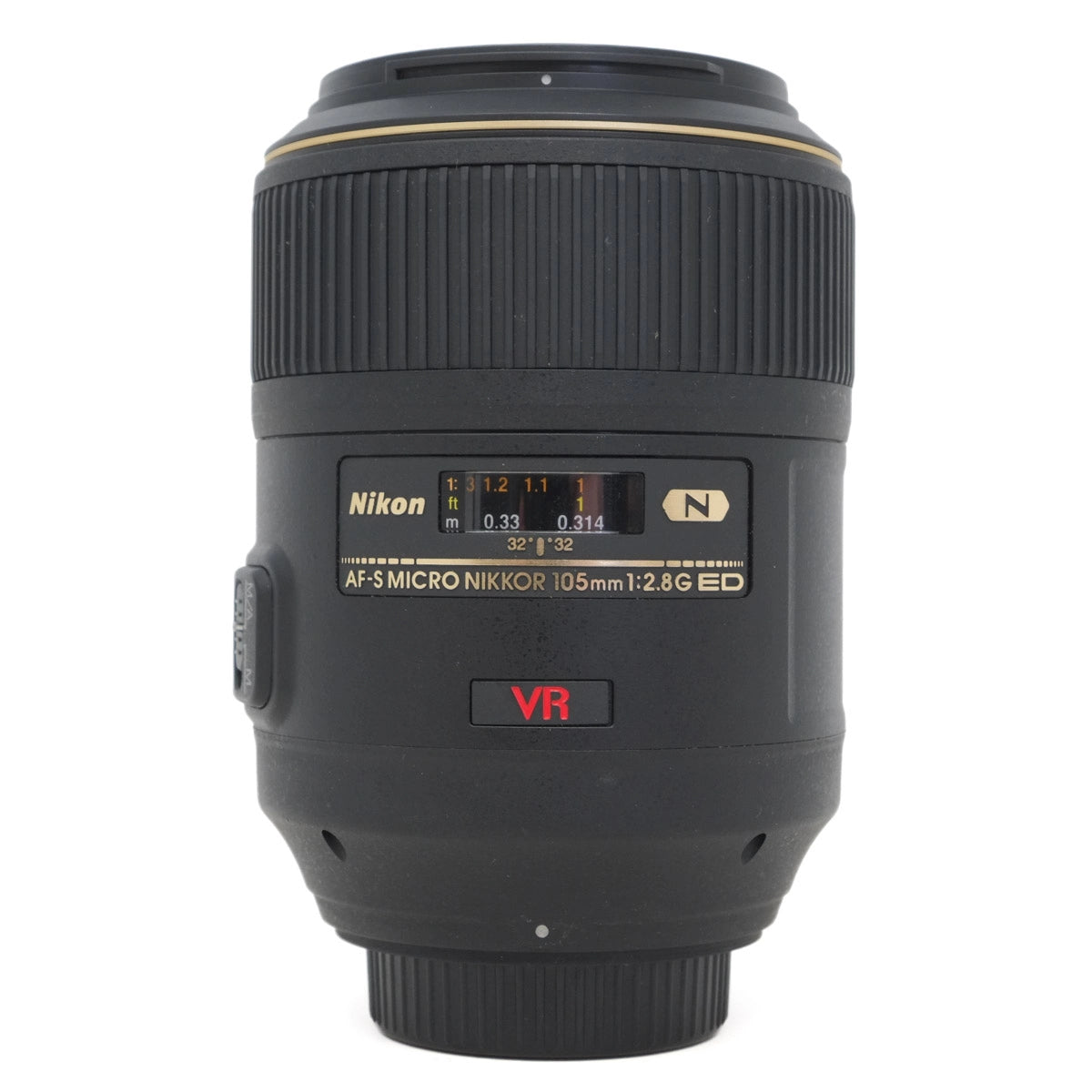Nikon camera lens on a white background