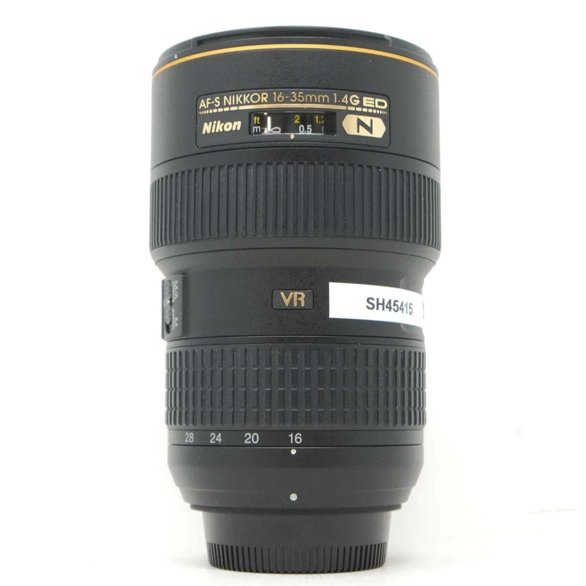 Used Nikon AF-S 16-35mm F4G VR wide angle lens - front angle 