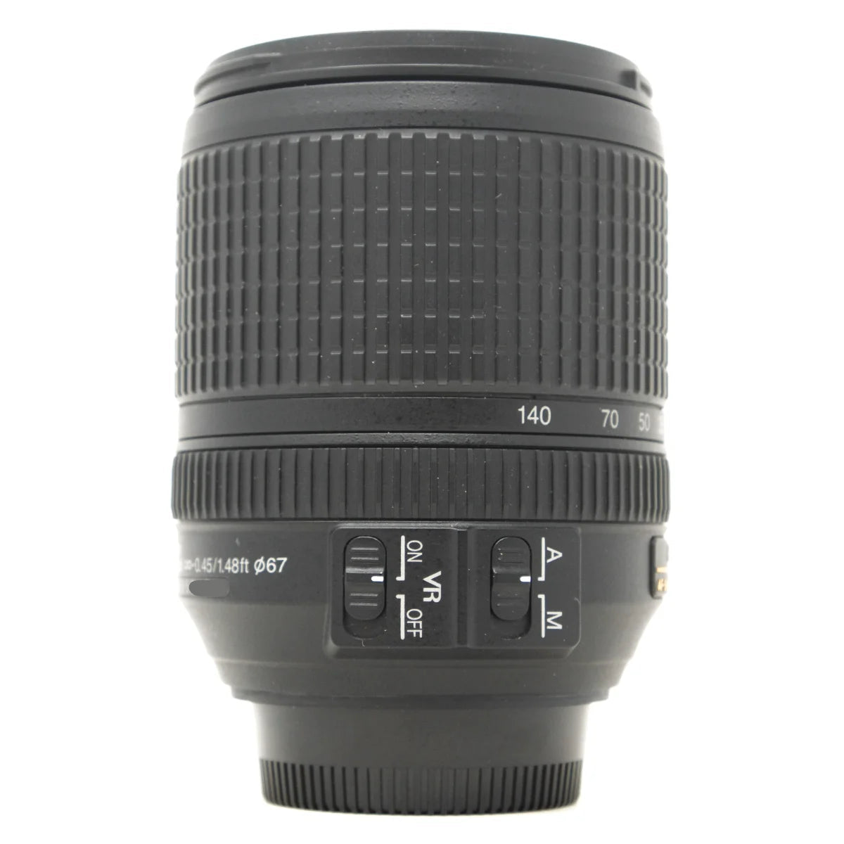 Used Nikon AF-S 18-140mm F3.5-5.6G ED VR lens - side angle