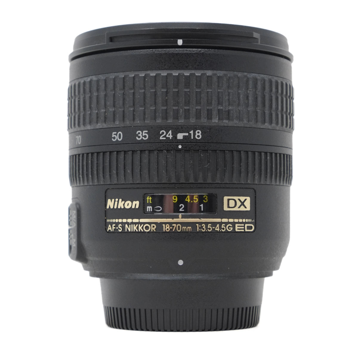 Nikon camera lens on a white background