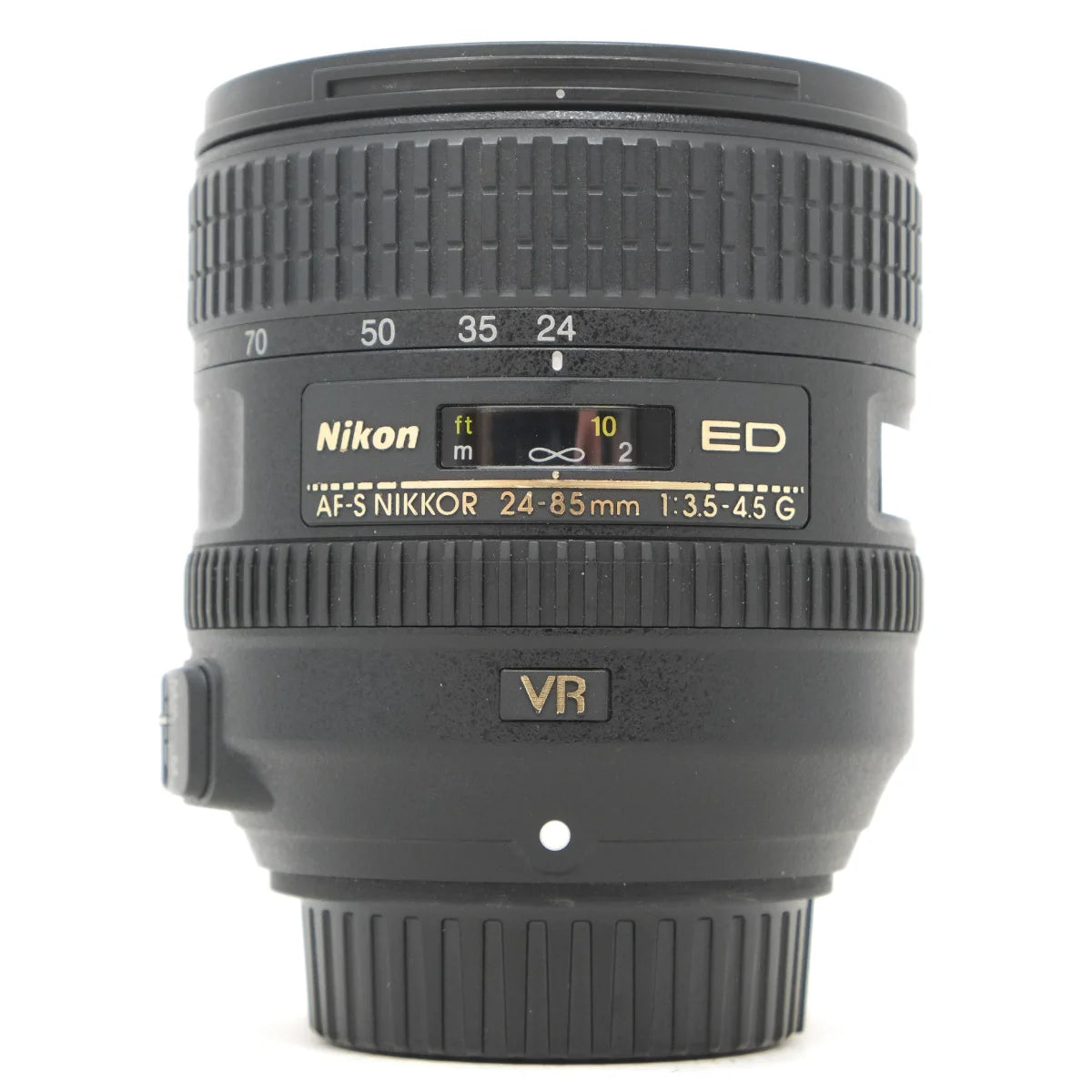 Used Nikon AF-S 24-85mm F3.5-4.5G VR ED lens - front angle 