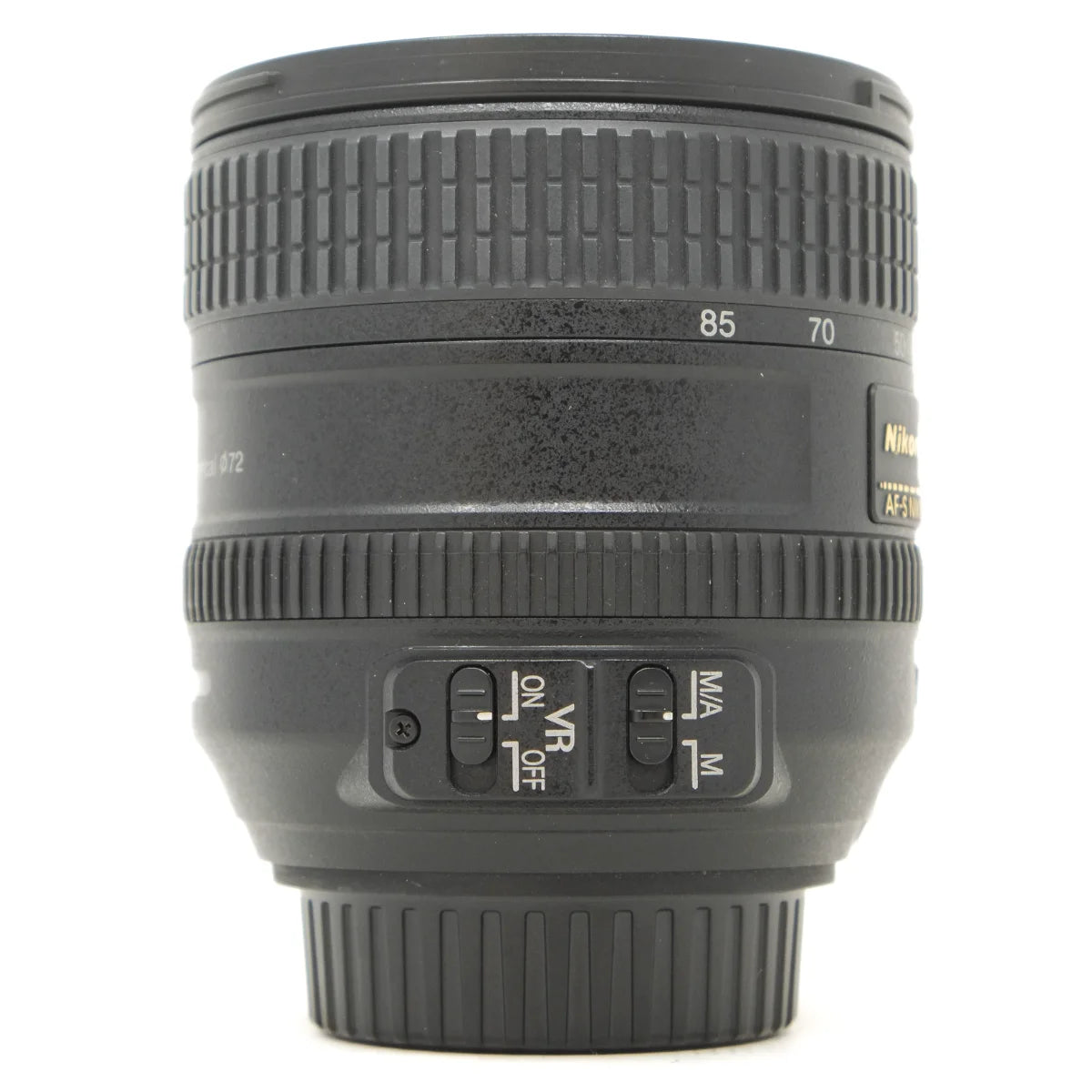 Used Nikon AF-S 24-85mm F3.5-4.5G VR ED lens - side angle 