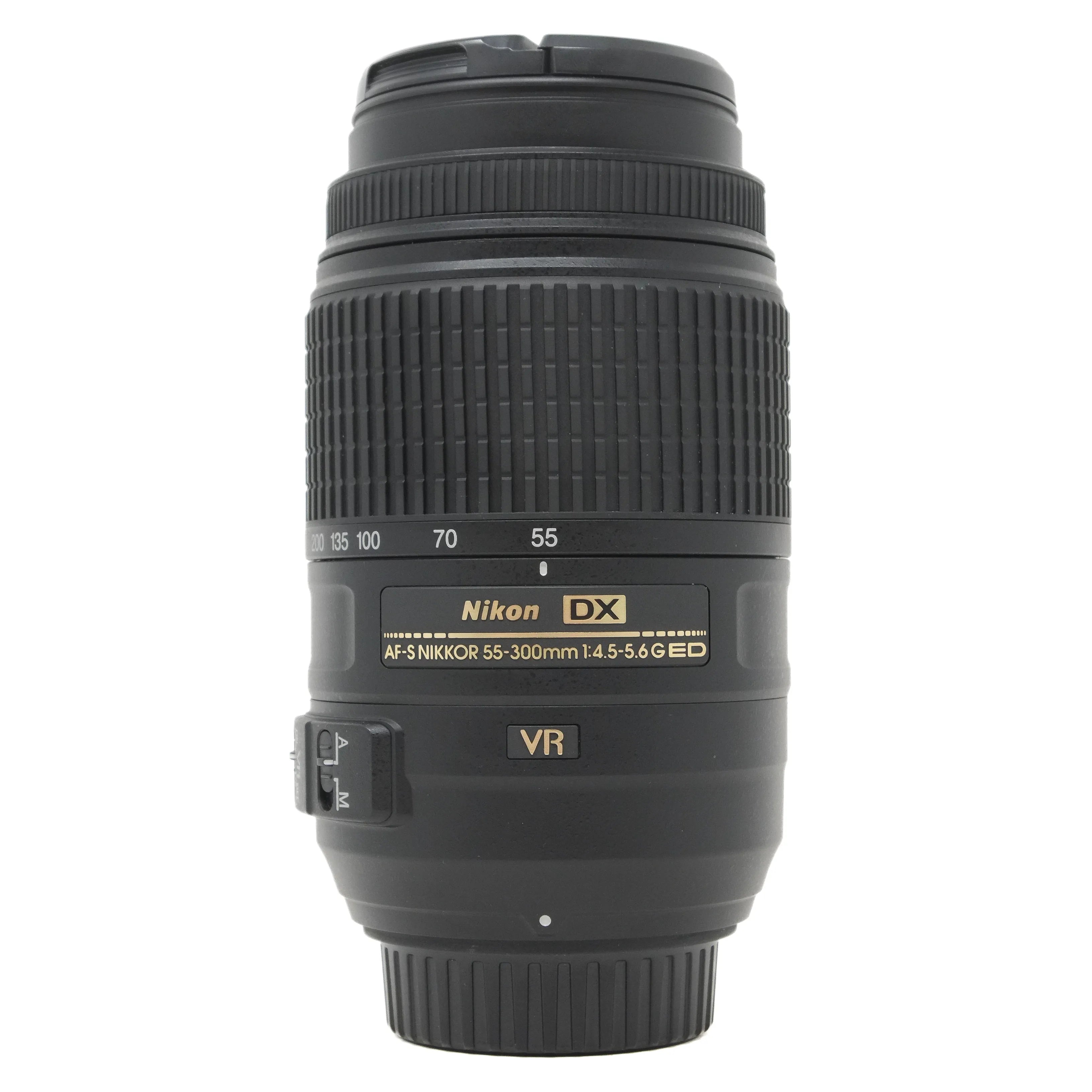 Nikon camera lens on a white background