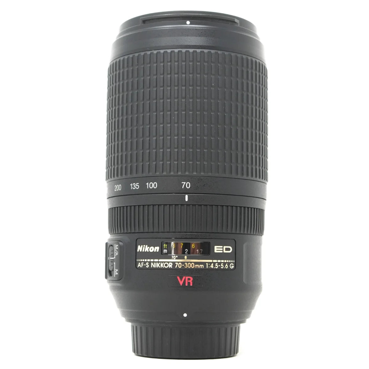 Used Nikon AF-S 70-300mm F4.5-5.6G ED VR lens - front angle 