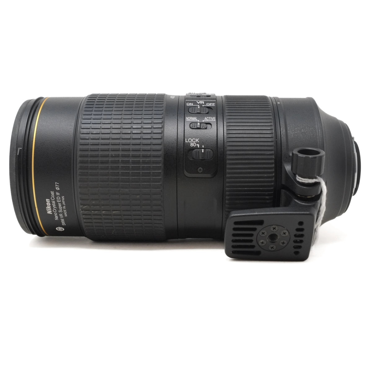 Camera lens with focus and shift control on a white background