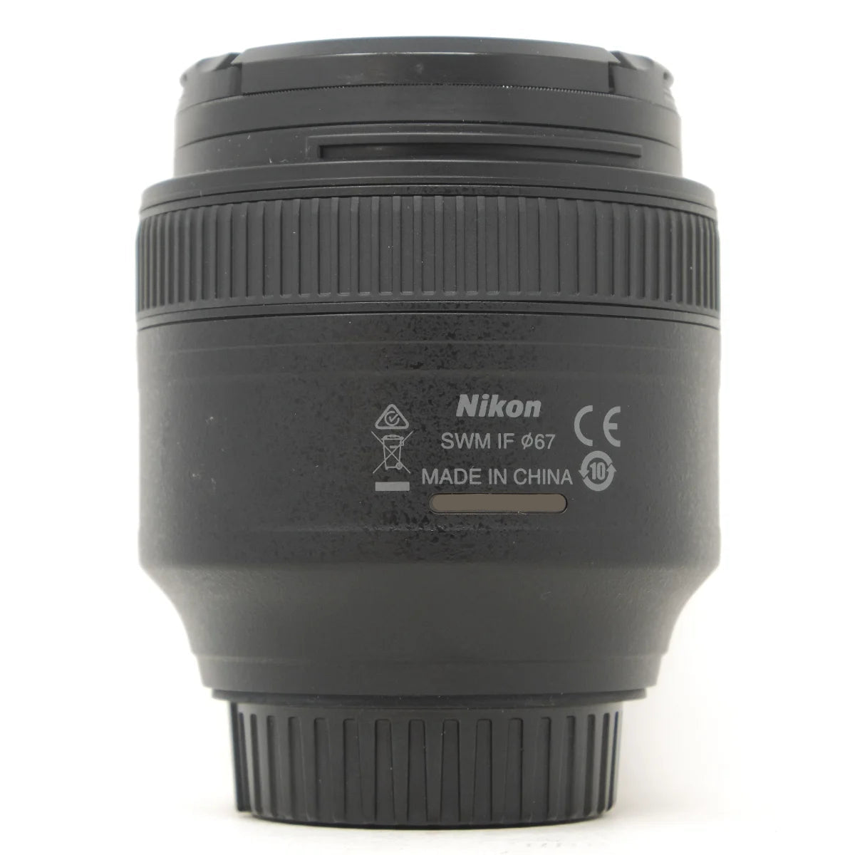 Used Nikon AF-S 85mm F1.8G prime lens - side angle 