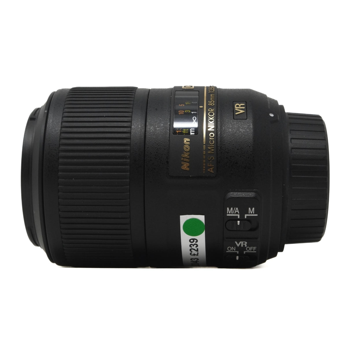 Used Nikon AF-S 85mm F3.5G Micro ED Lens - Side angle 