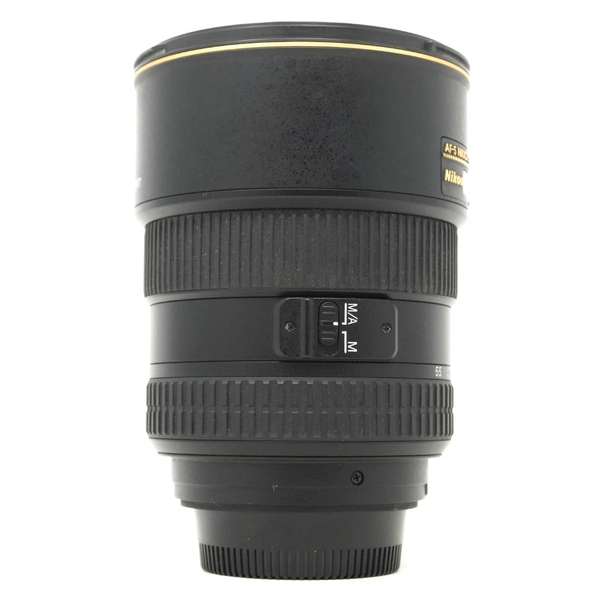 Used Nikon AF-S DX 17-55mm F2.8G ED lens - side angle 