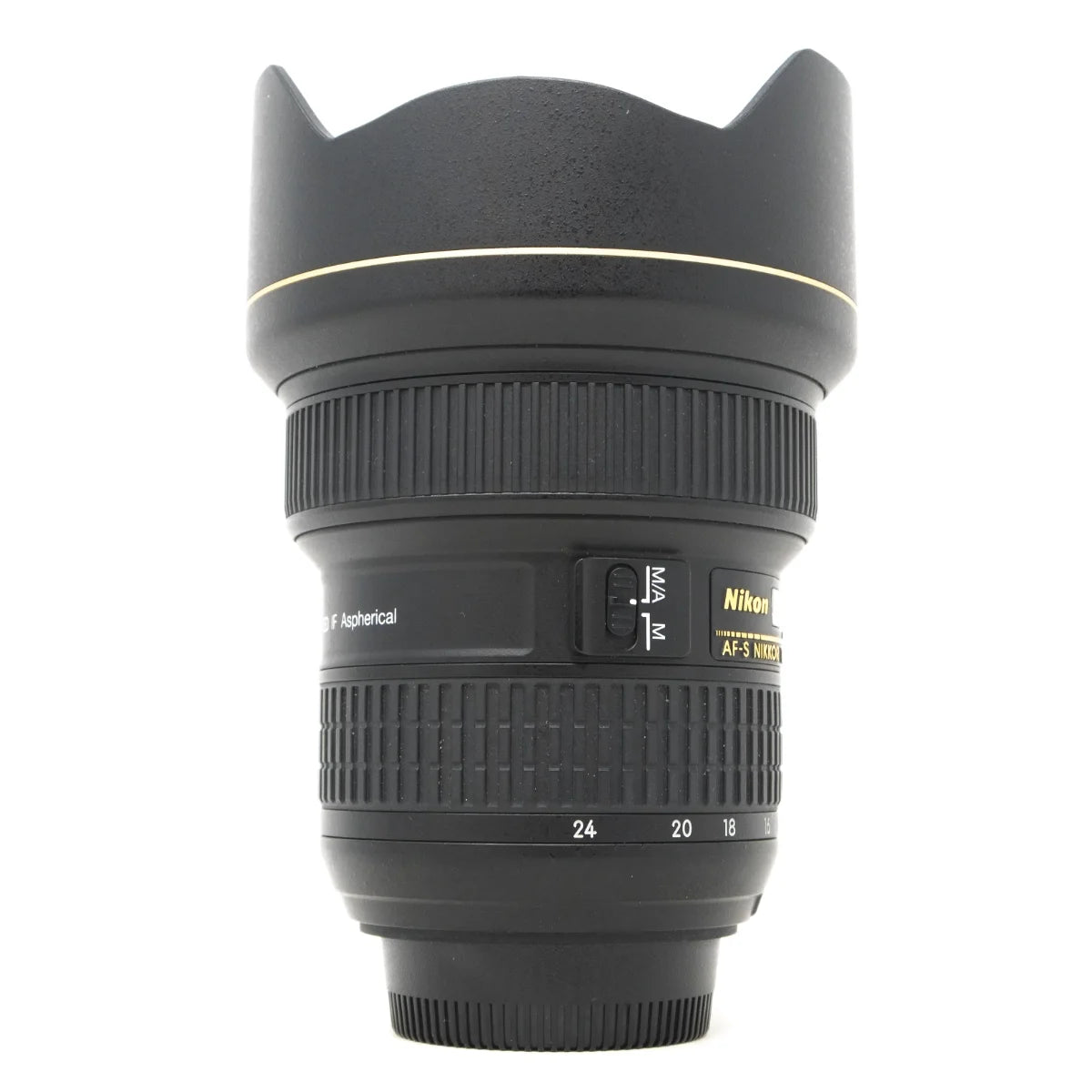 Used Nikon AF-S Nikkor 14-24mm F2.8G ED Lens in F Mount - side angle 