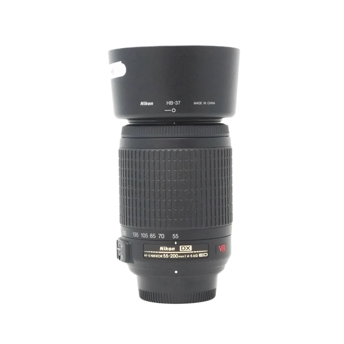 Used Nikon AF-S Nikkor 55-200mm F4-5.6G ED VR lens top angle