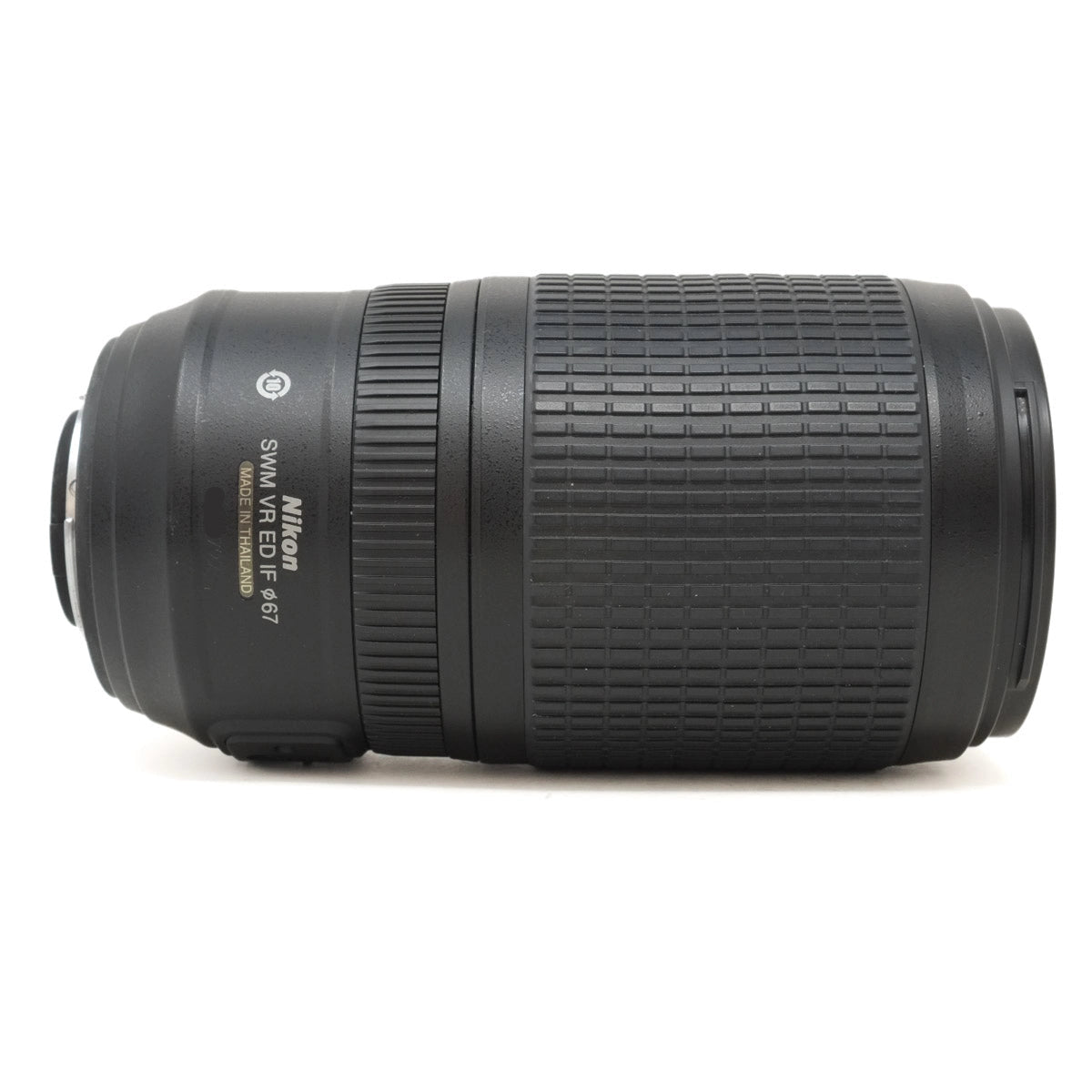 Nikon camera lens on a white background