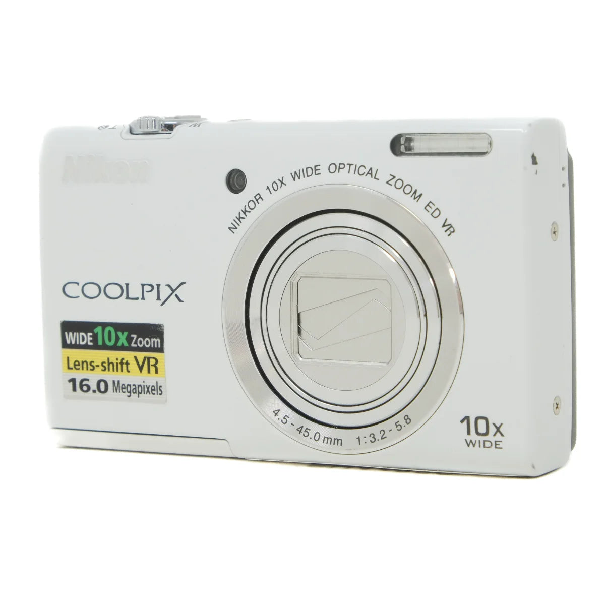 Used Nikon Coolpix S6200 Compact Camera in White - front angle 