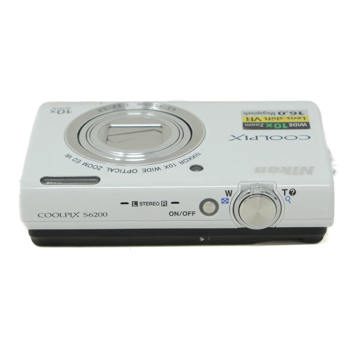 Used Nikon Coolpix S6200 Compact Camera in White - top angle 