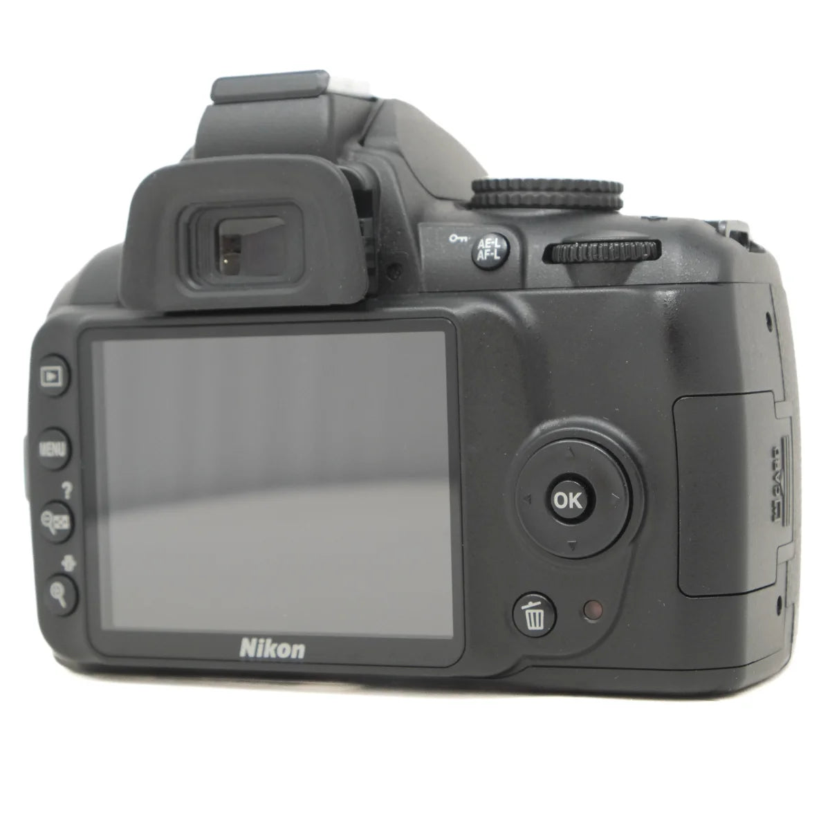 Used Nikon D3000 DSLR Camera + 18-55mm f3.5-5.6 ED II Lens - Bag - back angle 
