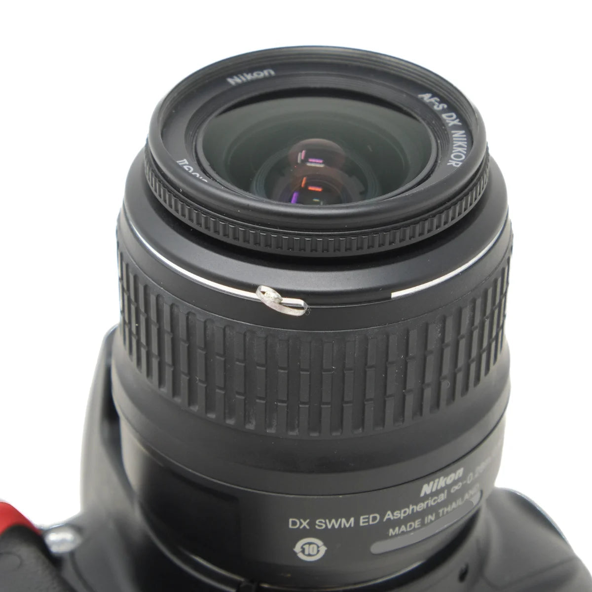 Used Nikon D3000 DSLR Camera + 18-55mm f3.5-5.6 ED II Lens - Bag - lens top angle 
