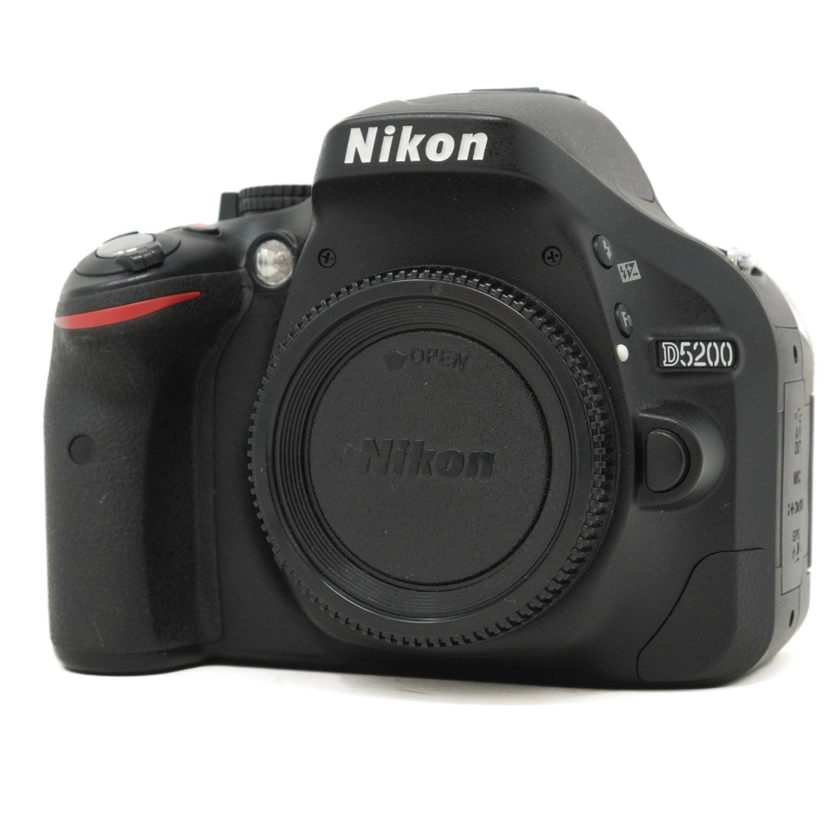 Nikon D5200 camera body on a white background