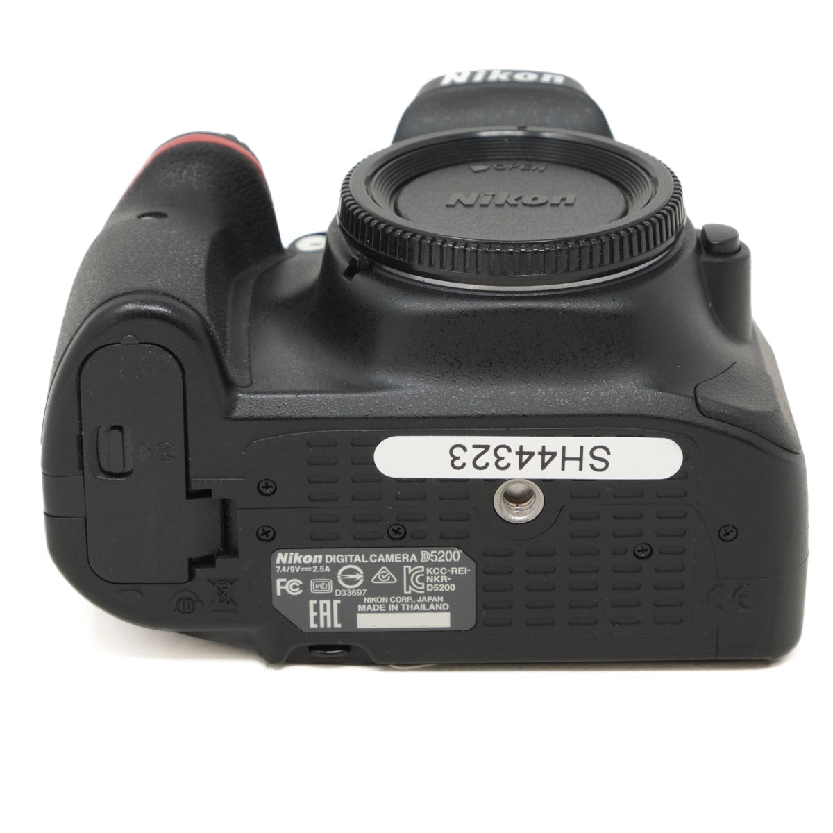 Nikon camera body on a white background