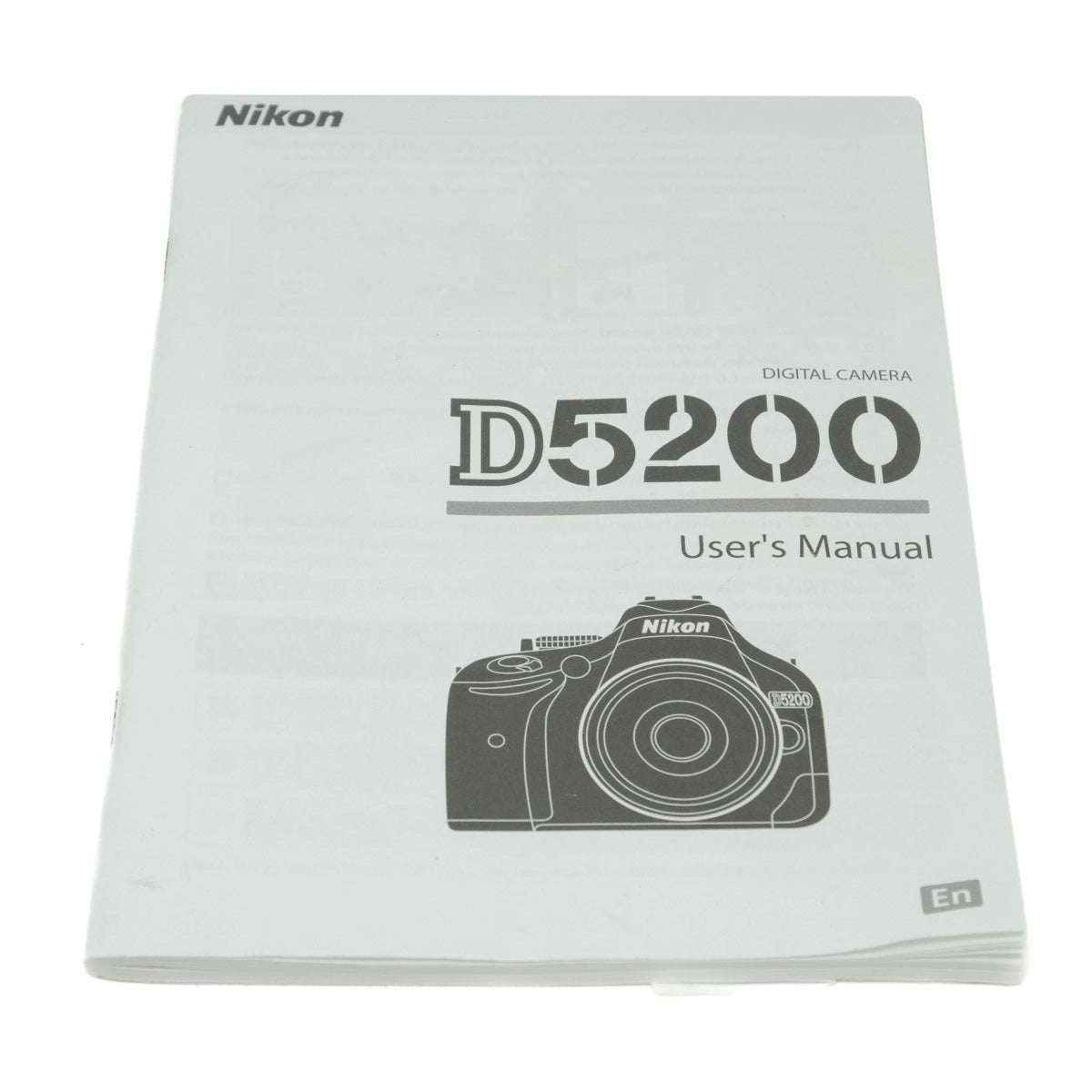 Nikon D5200 digital camera user's manual on a white background