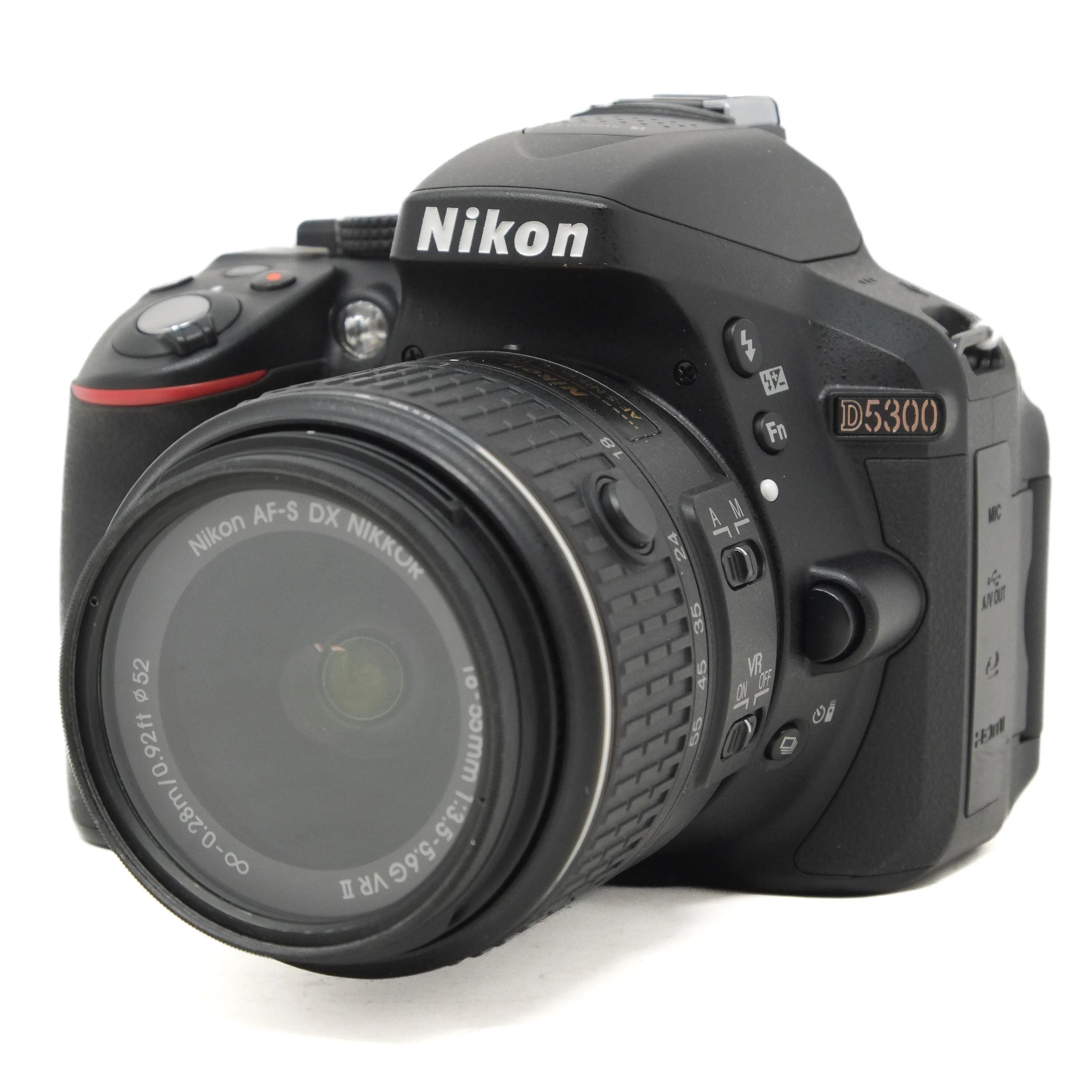 Nikon D5300 DSLR camera on a white background