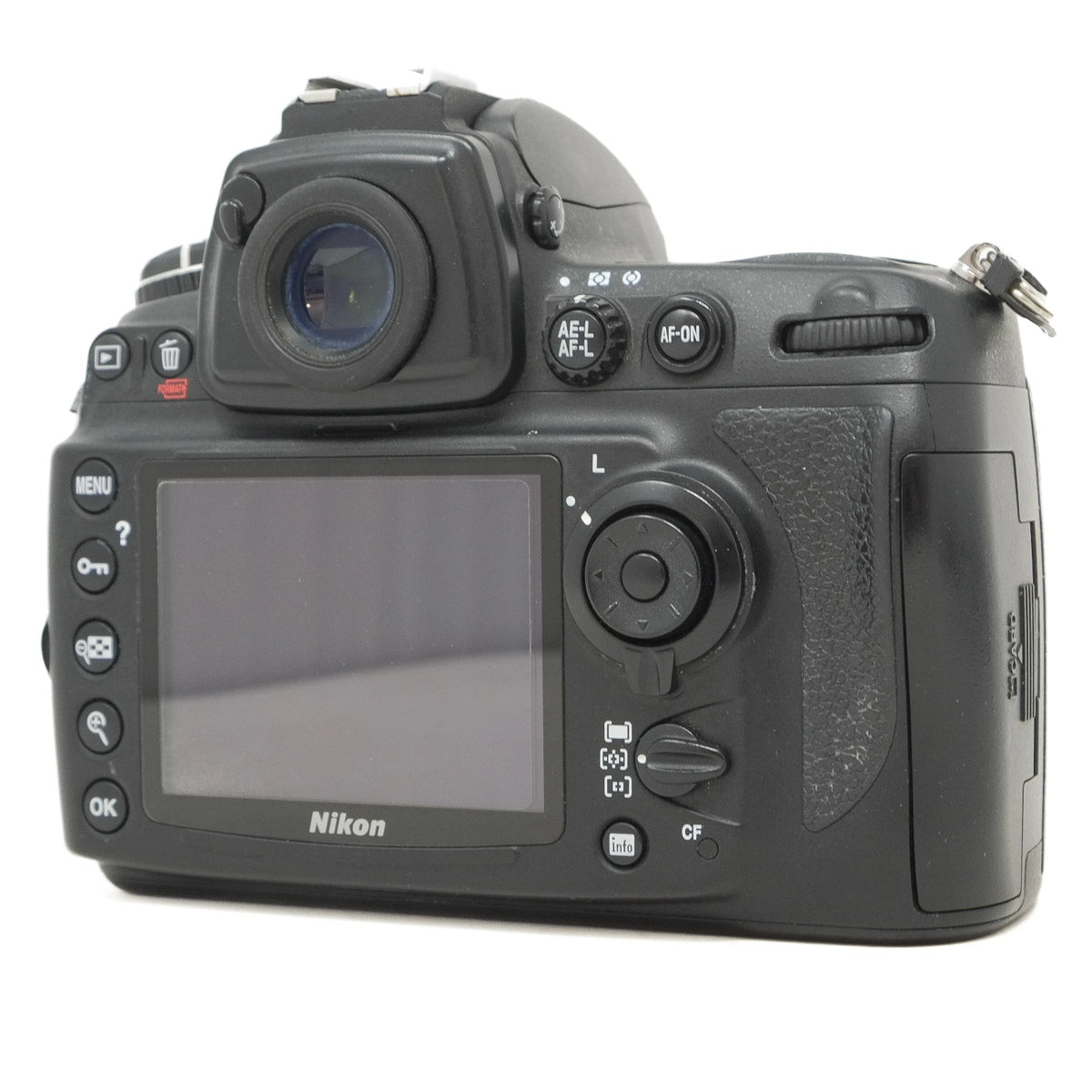 Nikon camera body on a white background