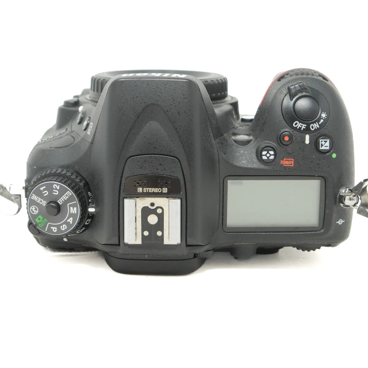 Used Nikon D7100 DSLR camera - top angle 