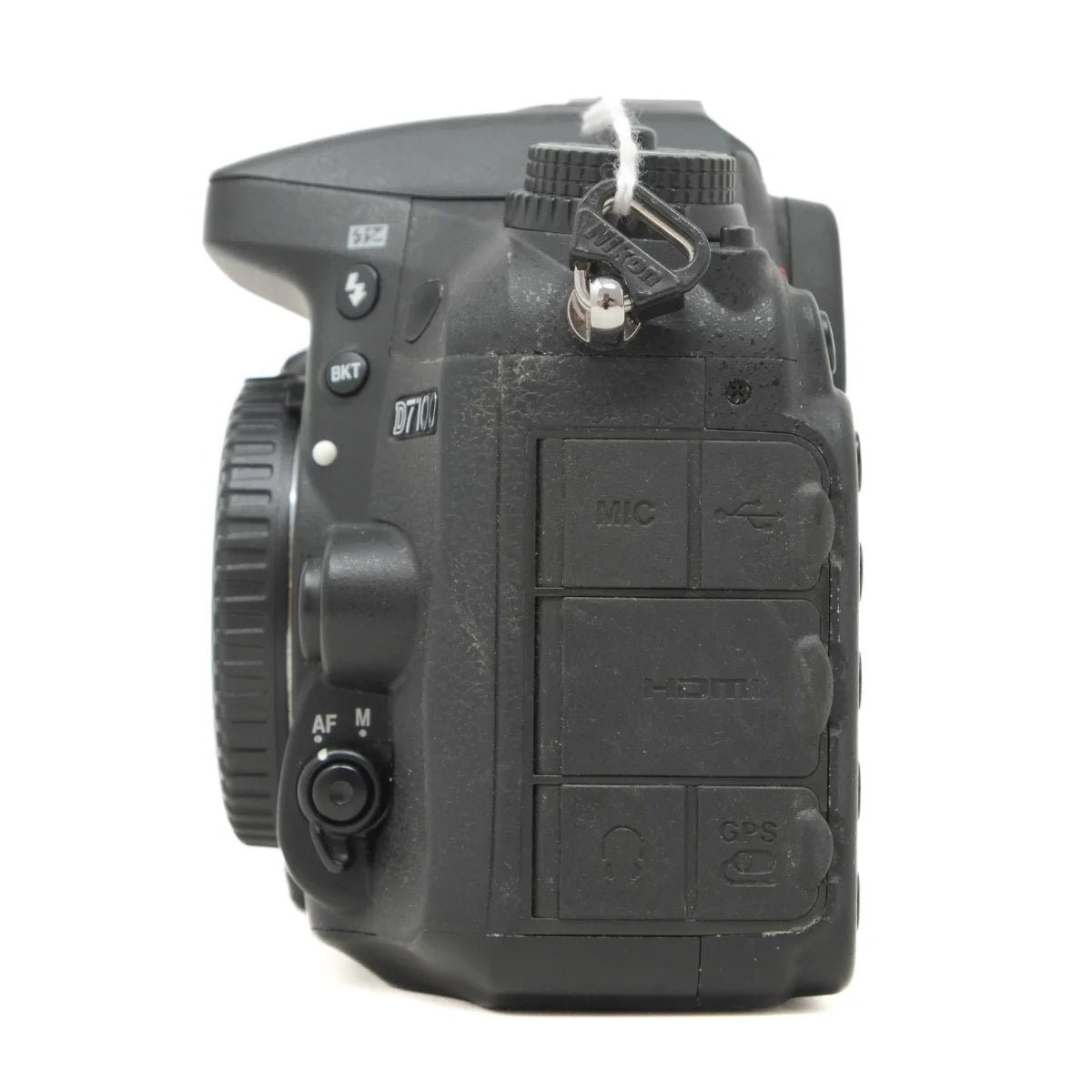 Used Nikon D7100 DSLR camera - side angle 