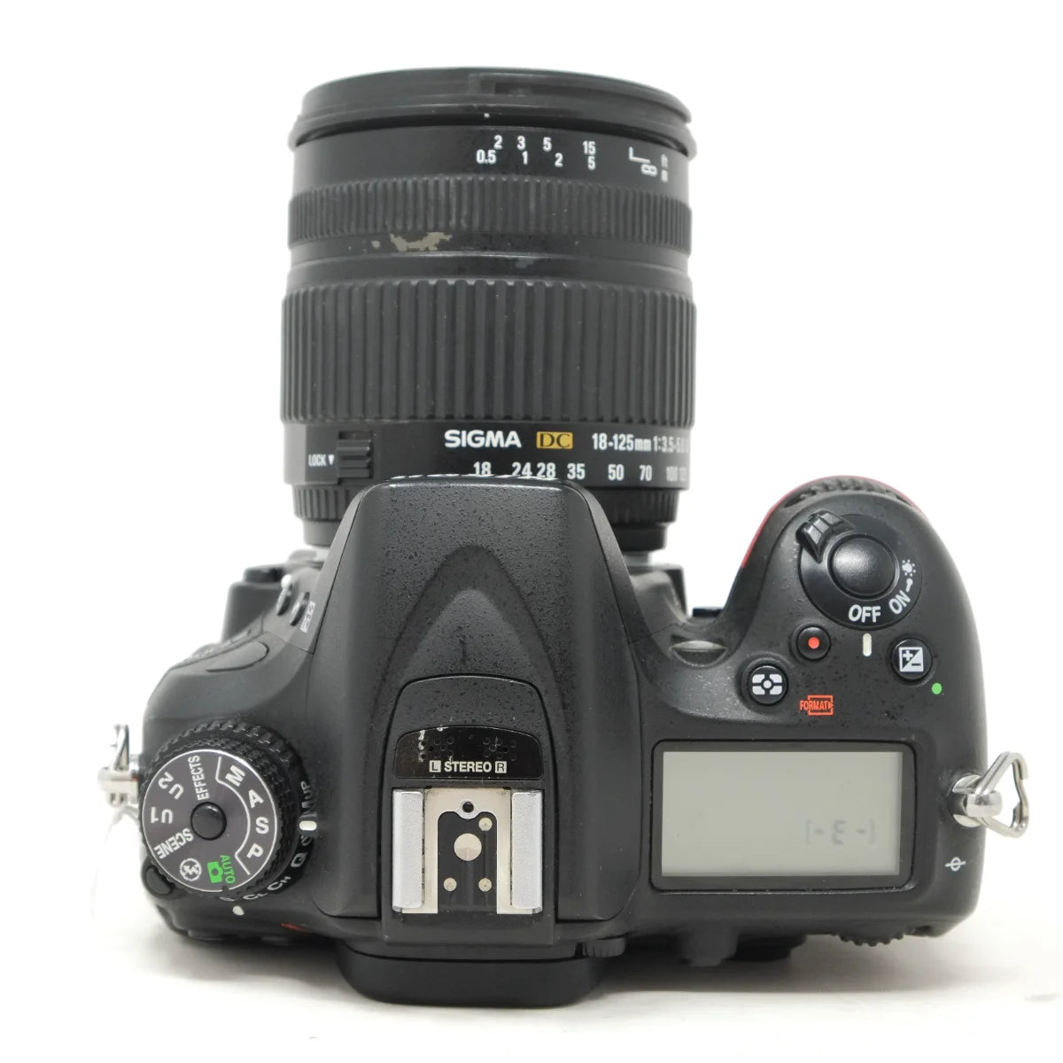 Used Nikon D7100 + Sigma 18-125mm F3.5-5.6 lens - top angle 
