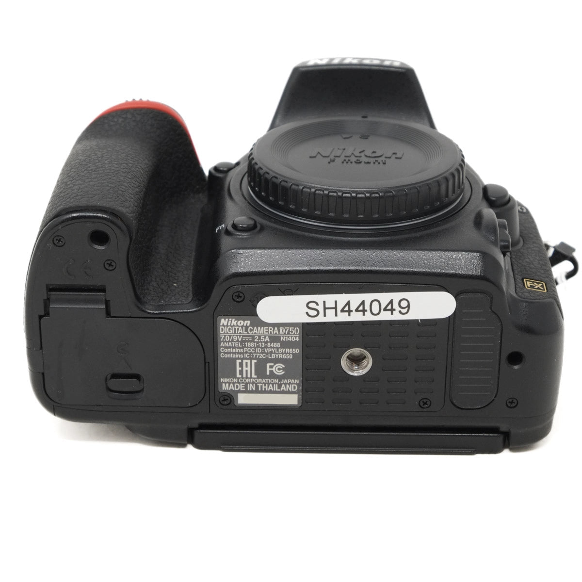 Nikon camera body with model number SH44049 on a white background
