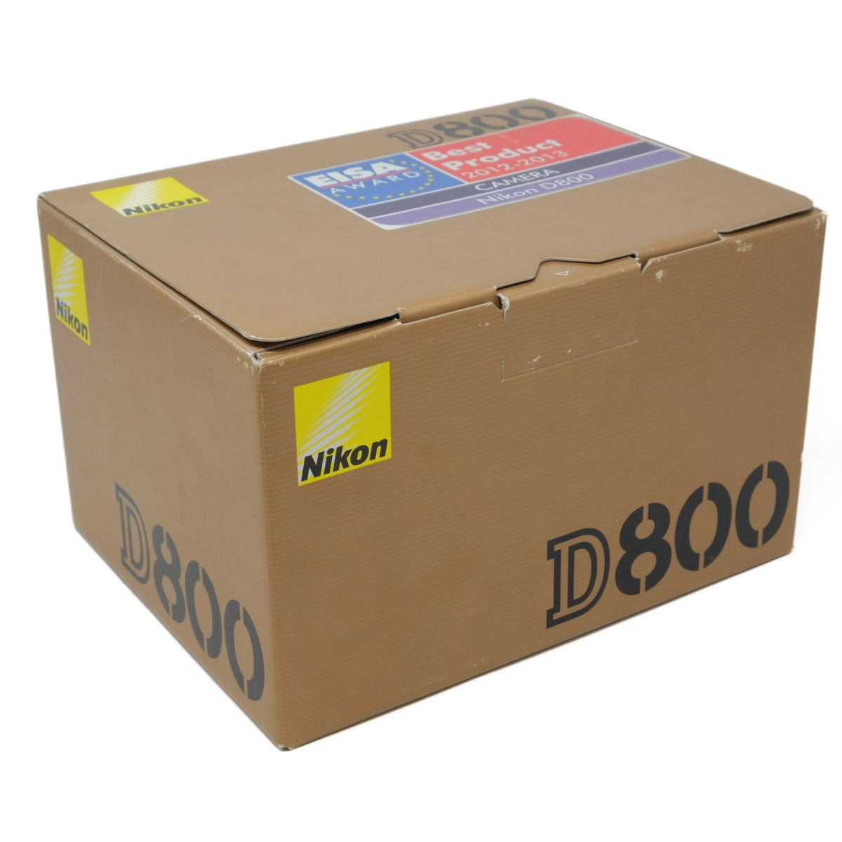 Nikon D800 camera box on a white background