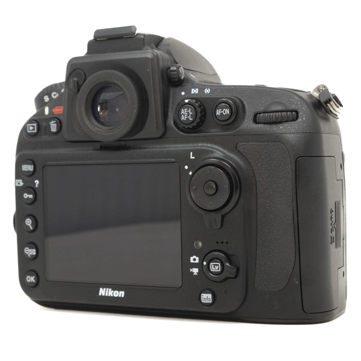 Nikon camera back on a white background