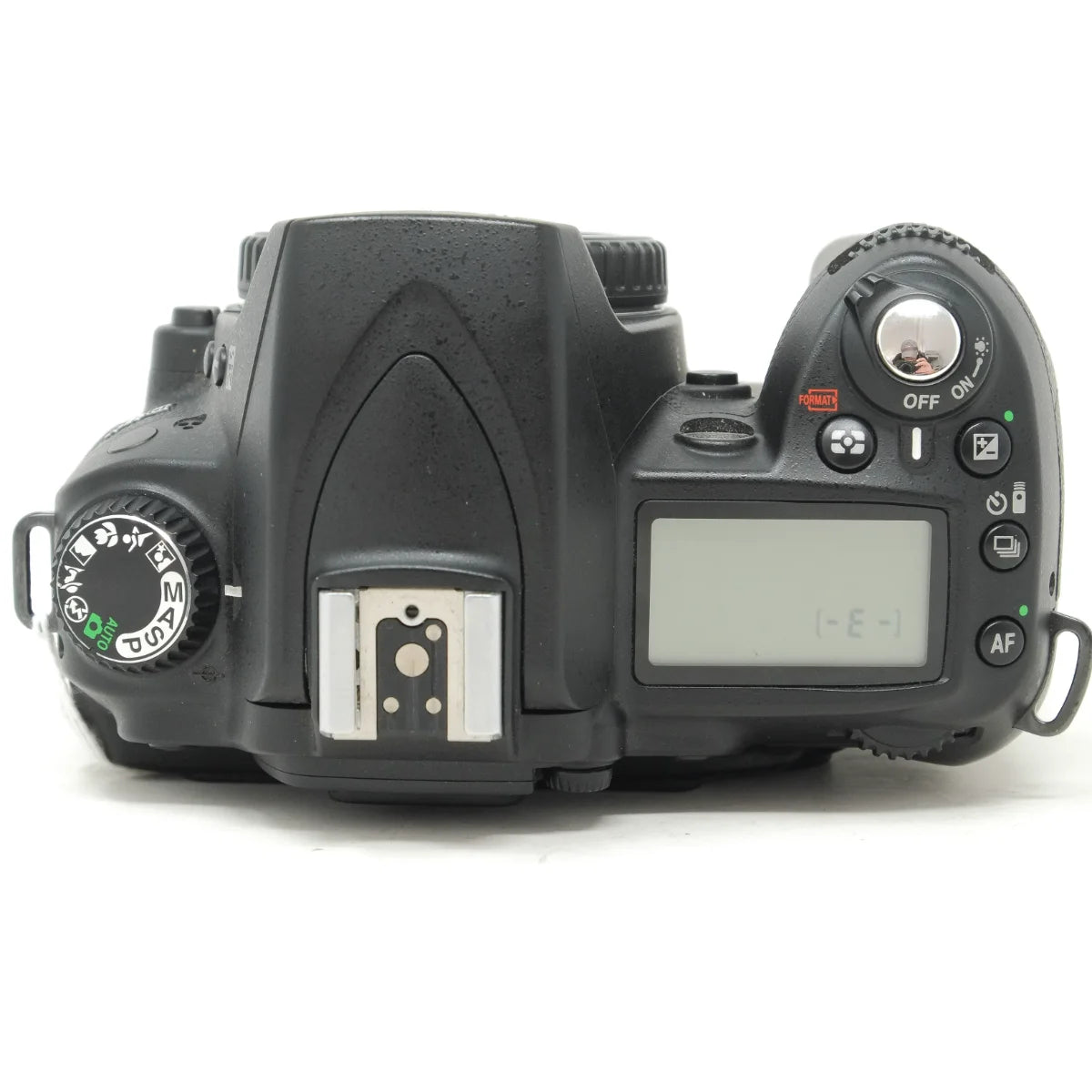 Used Nikon D90 DSLR camera - top angle 