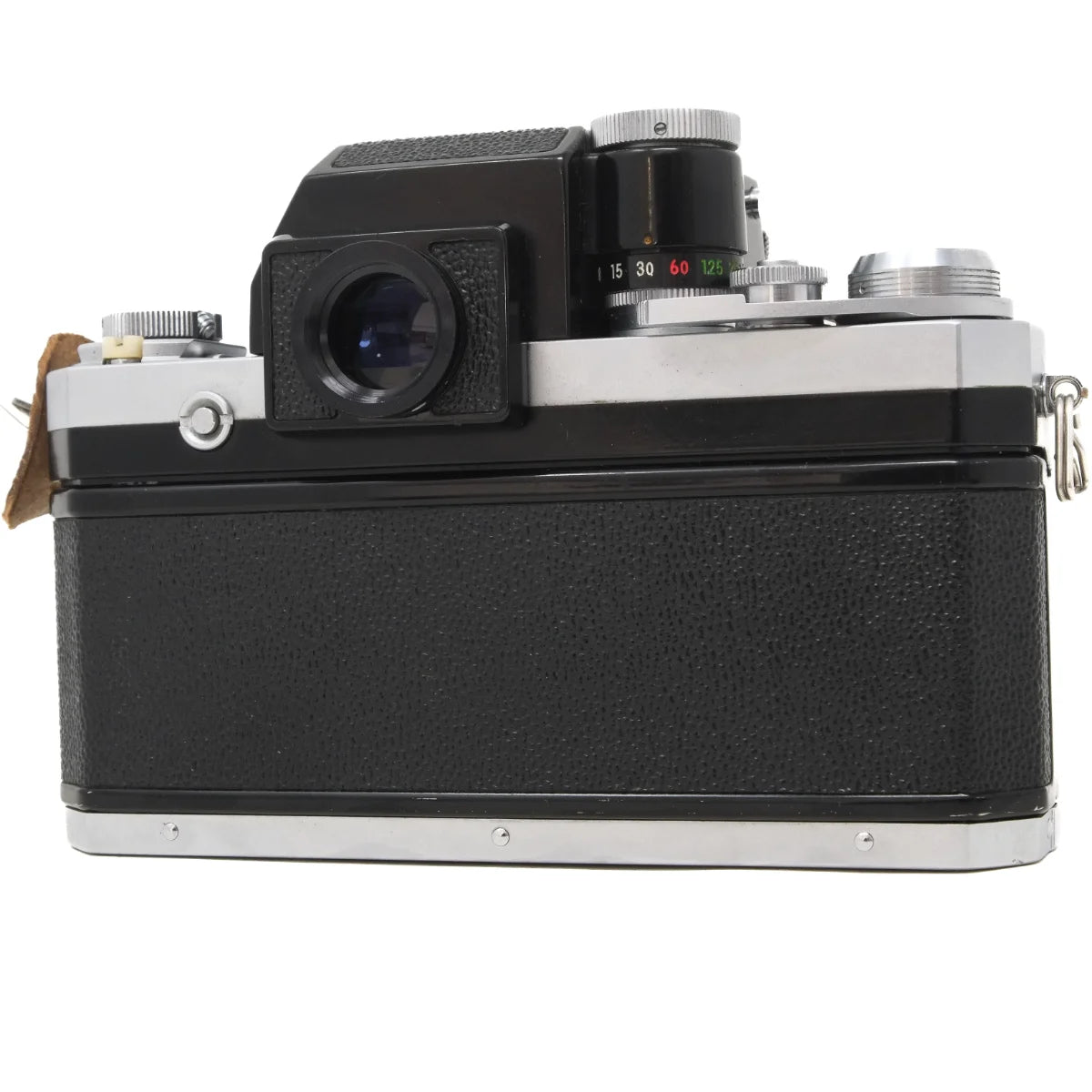 Used Nikon F Photomic Classic film camera with half case - back angle 
