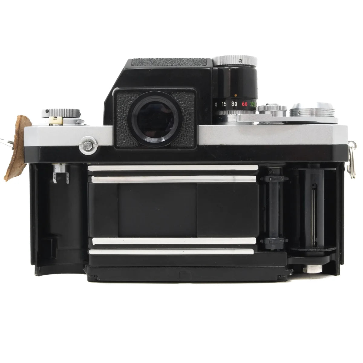 Used Nikon F Photomic Classic film camera with half case - back inside angle 