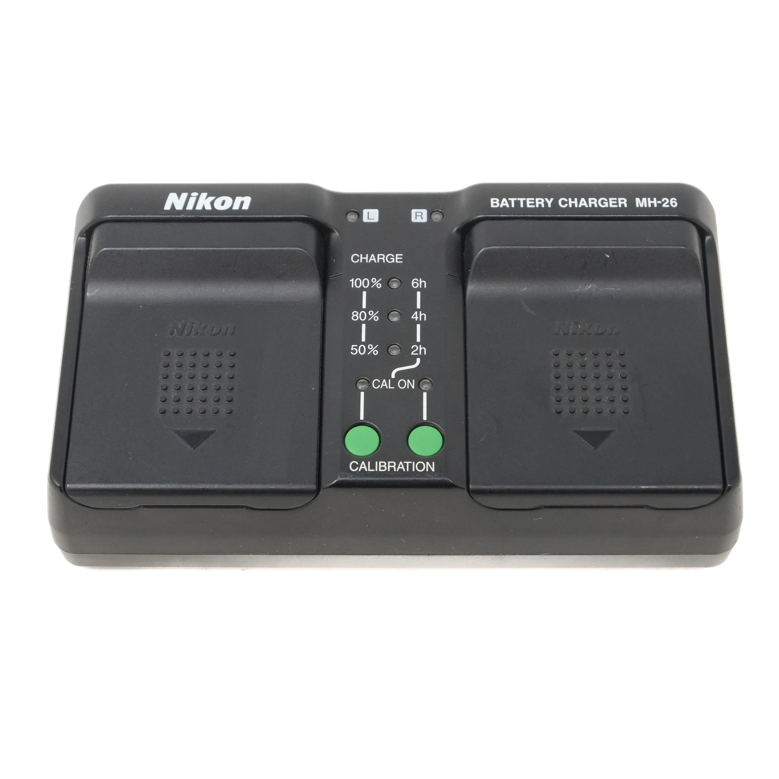 Nikon battery charger MH-26 on a white background