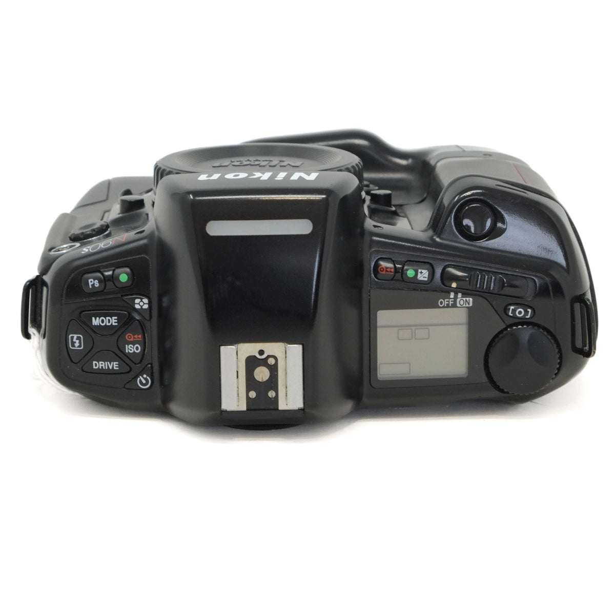 Nikon camera body on a white background