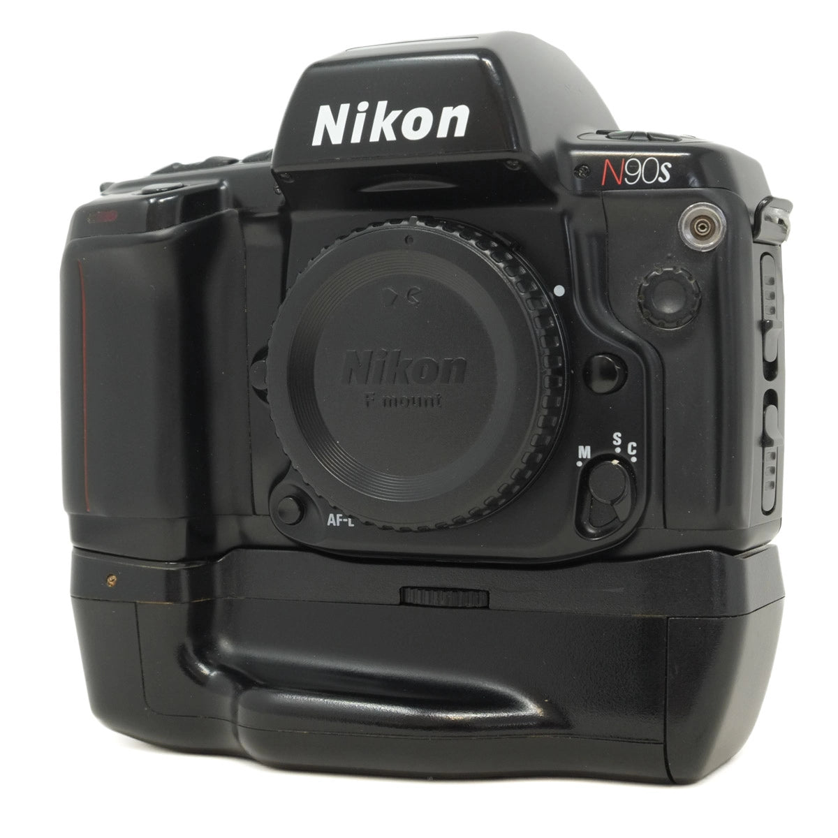 Nikon N90s camera on a white background
