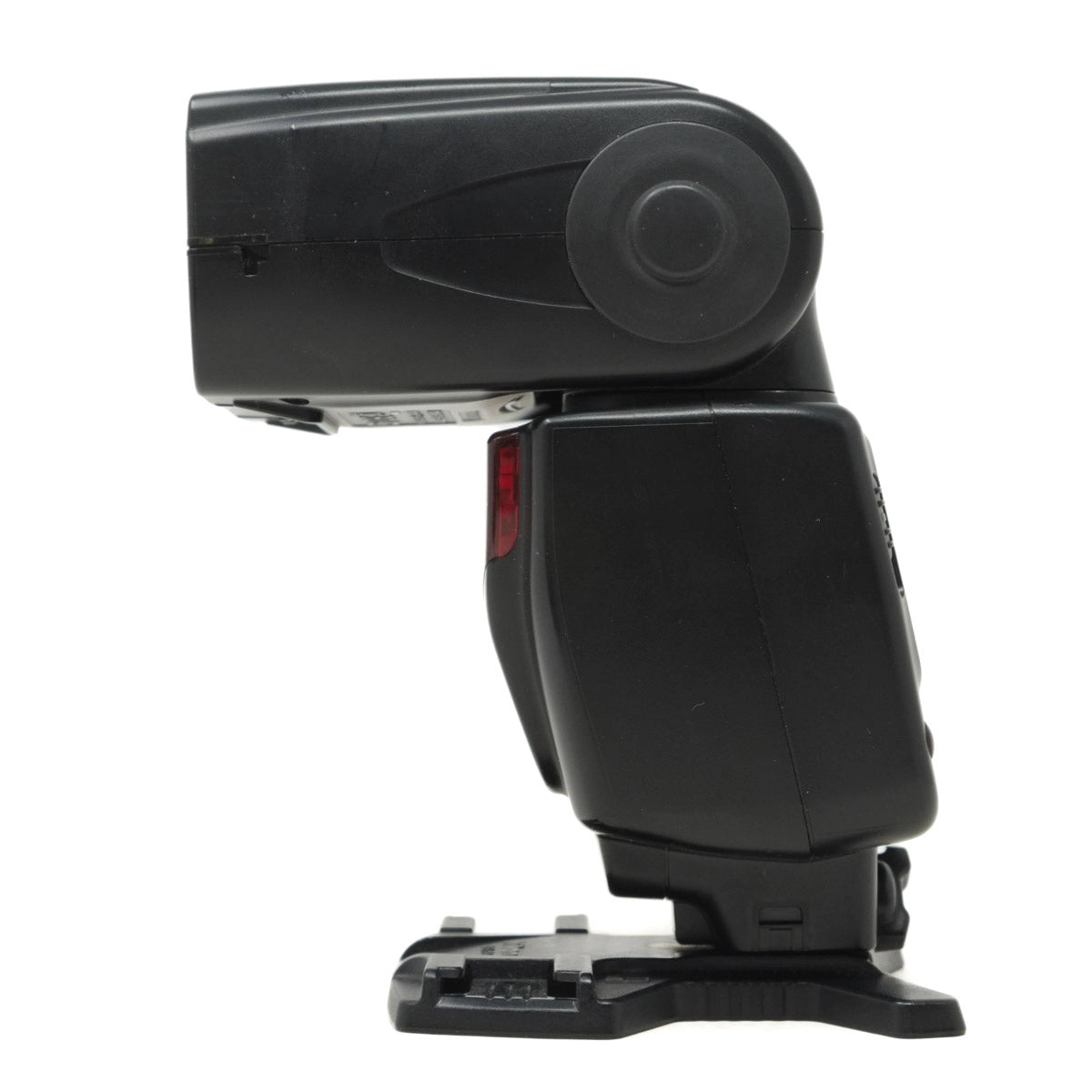 Black camera flash on a white background