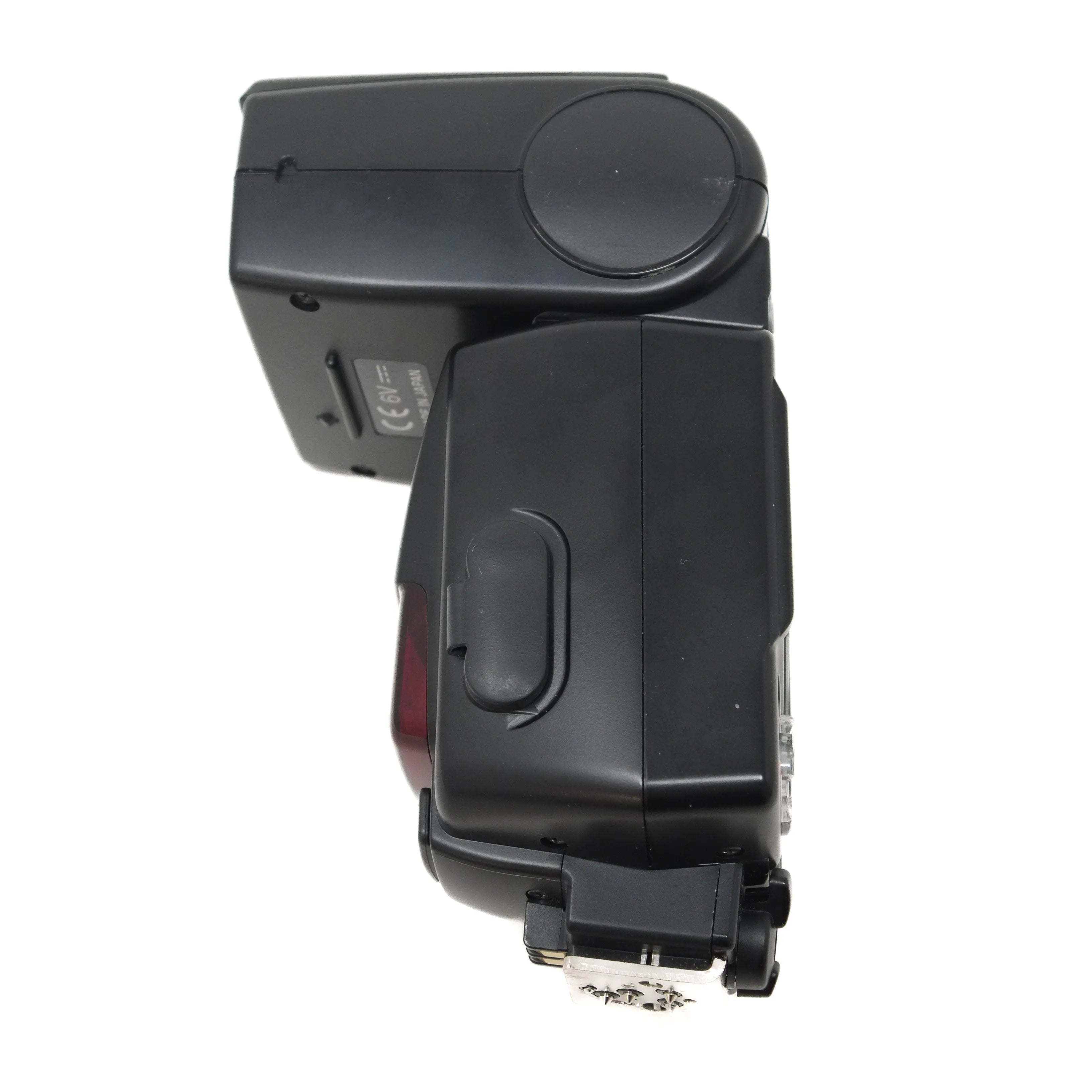 Black camera flash on a white background
