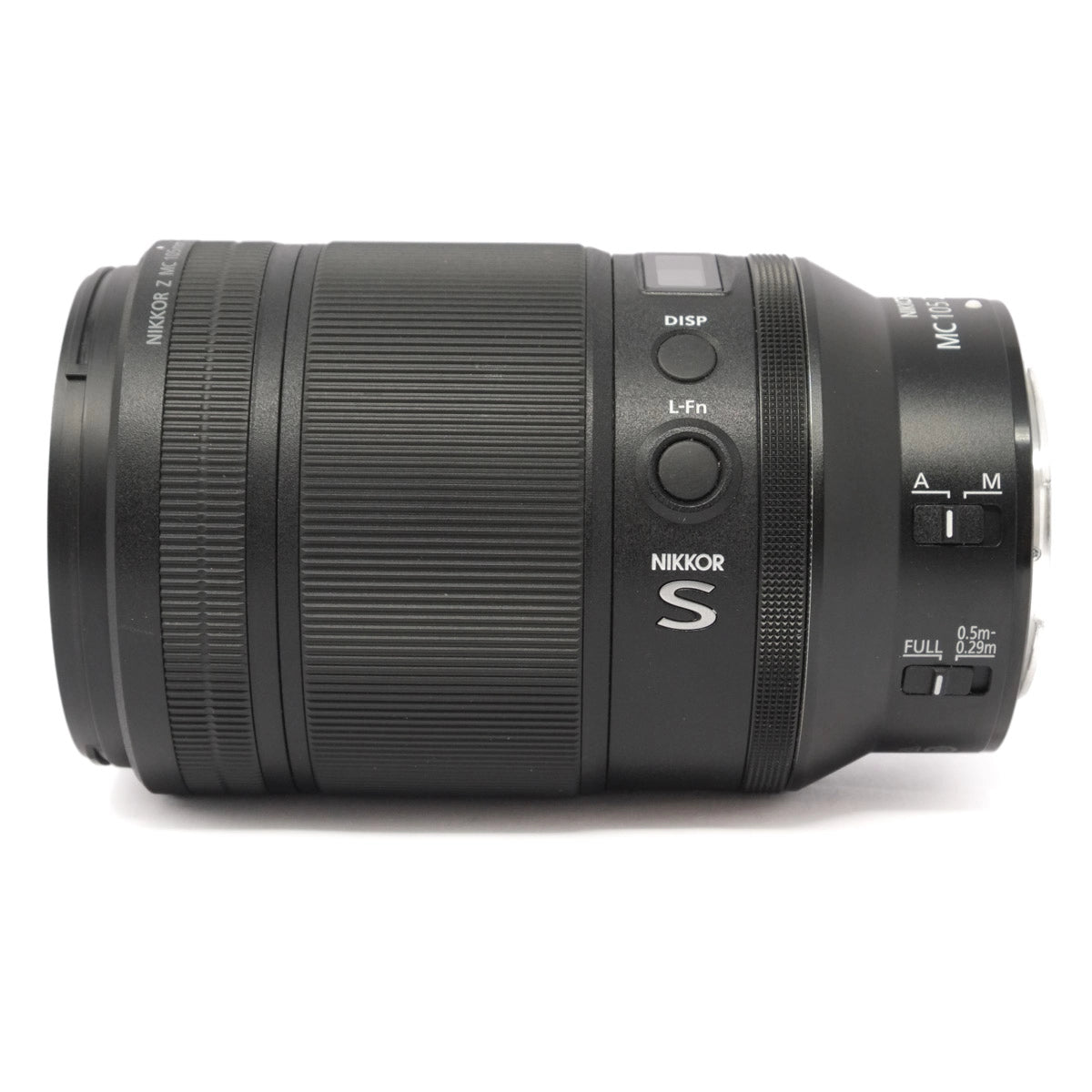 Nikon camera lens on a white background