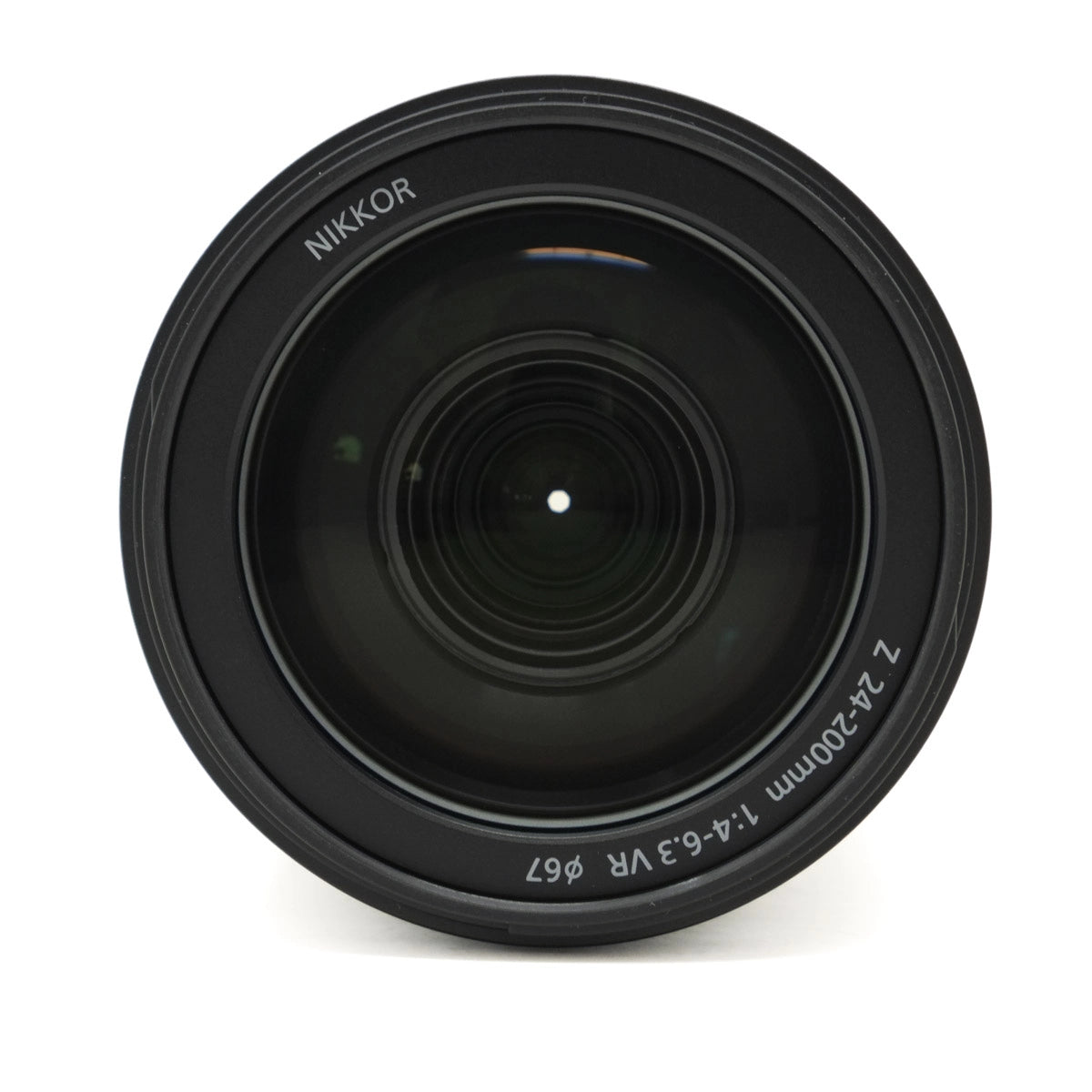 Black camera lens with 'Nikkor' branding on a white background