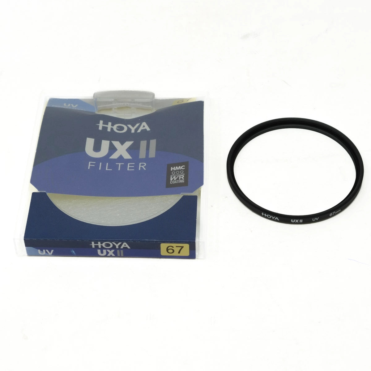 Hoya UX II filter with packaging on a white background