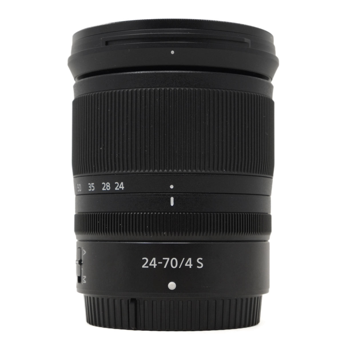 Camera lens with specifications on a white background