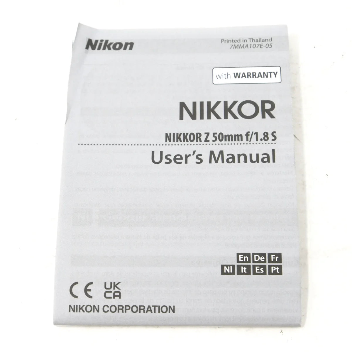 Used Nikon Z 50mm F1.8 S Lens - manual 