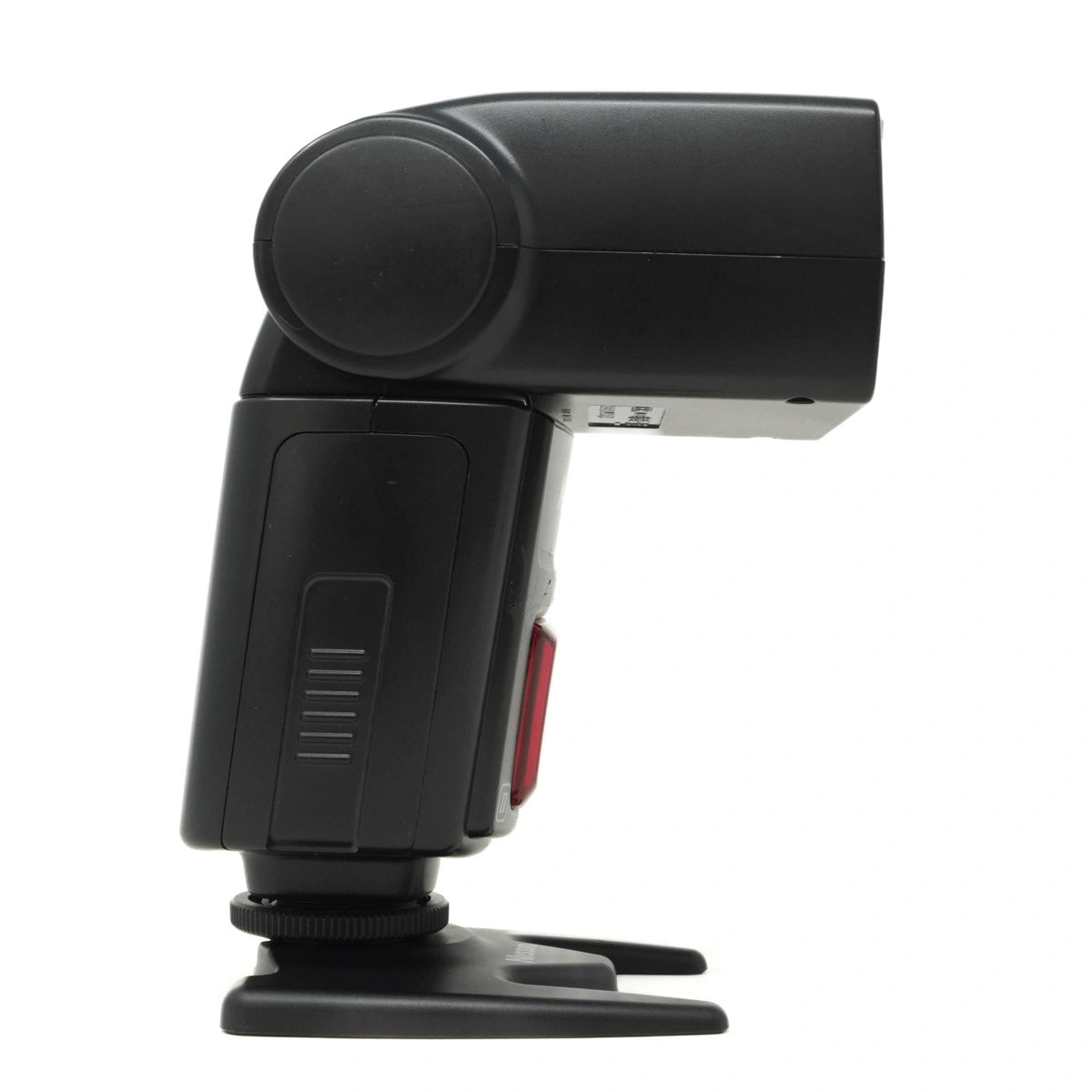 Black camera flash on a white background