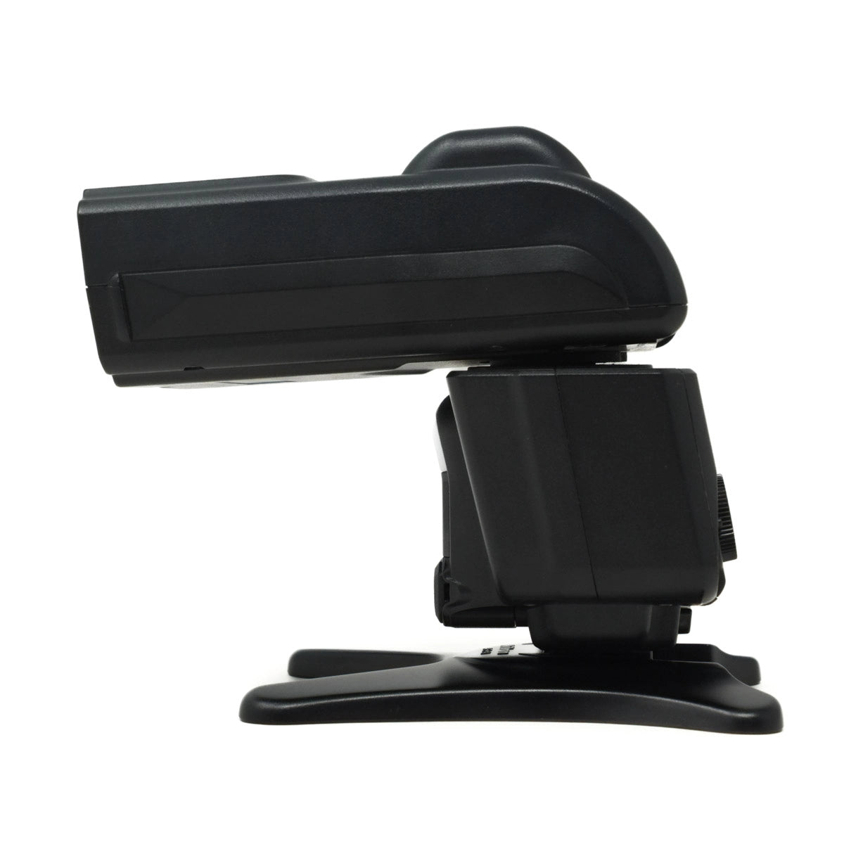 Black camera flash on a white background