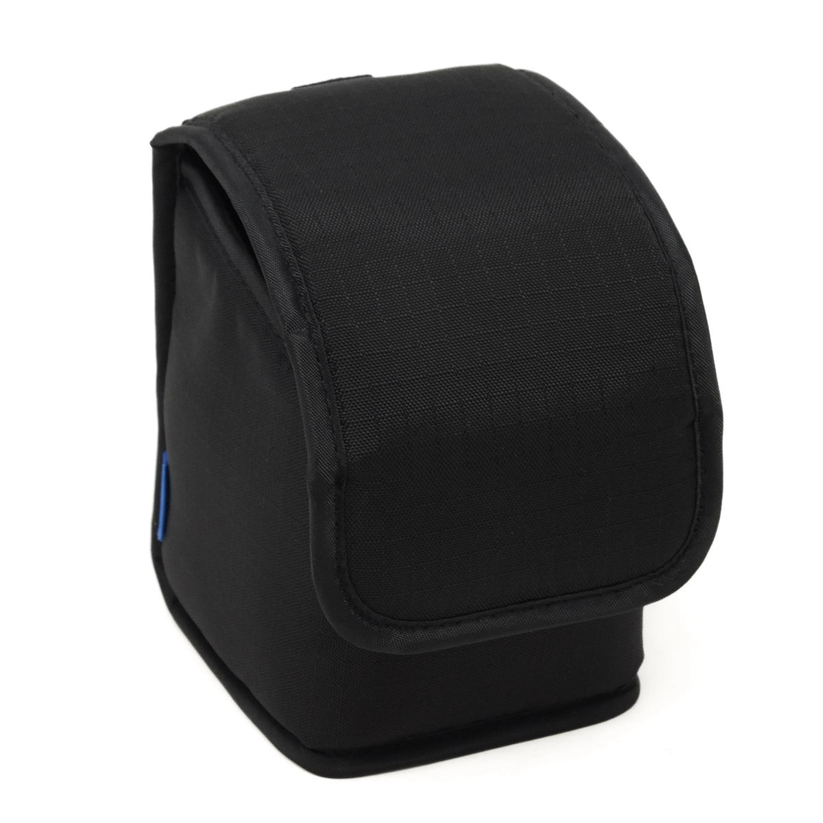 Black camera flash bag on a white background